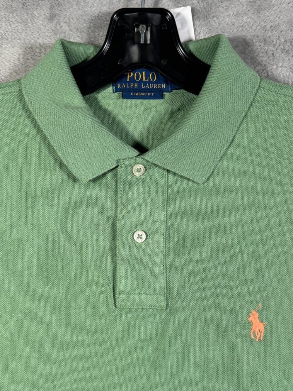 Polo Ralph Lauren Shirt Mens M Green Orange Pony Classic Fit Short Sleeve *FLAW